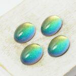 10x14 mm Oval dichroic glass cabochon Enchanted Lake Rainbow x 4 pc(s)
