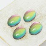 10x14 mm Oval dichroic glass cabochon Pink Green Rainbow x 4 pc(s)