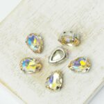 7x10 mm drop glass cabochon Paradise Shine with silver-colored claw x 6 pc(s)