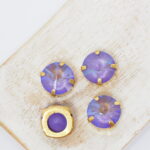 12 mm rivoli round glass cabochon Burgundy Shine with gold-colored claw x 4 pc(s)