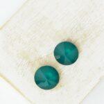 12 mm rivoli round  glass cabochon Emerald Mokka x 2 pc(s)