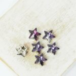 8 mm star glass cabochon Amethyst with silver-colored claw x 6 pc(s)