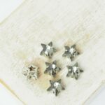 8 mm star glass cabochon Black Diamond with silver-colored claw x 6 pc(s)