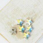 8 mm star glass cabochon Crystal AB with silver-colored claw x 6 pc(s)