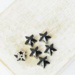 8 mm star glass cabochon Jet with silver-colored claw x 6 pc(s)