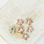 8 mm star glass cabochon Light Padparadscha with silver-colored claw x 6 pc(s)