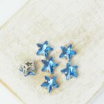 8 mm star glass cabochon Sapphire with silver-colored claw x 6 pc(s)