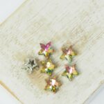 8 mm star glass cabochon Vitrail Rose with silver-colored claw x 6 pc(s)