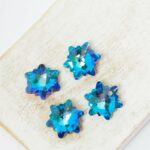 7x14 mm Snowflake glass pendant Ocean Blue x 4 pc(s)