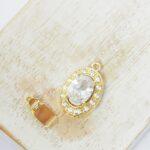 12x21 mm Oval Elegant box clasp with Crystal  Gold-colored x 1 pc(s)