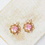 14x16 mm Melinda glass drop in metal settings Princess Pink x 2 pc(s)