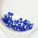 4 mm Preciosa bicone beads Cobalt Blue AB Matt x 50 pc(s)