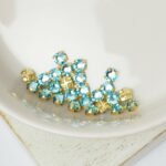 2.8 mm / ss10 Preciosa sew-on rhinestone Aquamarine in Gold-colored setting x 25 pc(s)