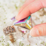 25x28 mm triangle glass cabochon Ghost Light x 1 pc(s)