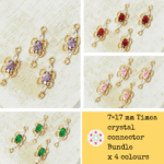 7×17 mm Timea crystal connector Bundle x 4 colours
