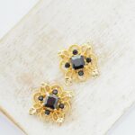 15x19 mm Gold-colored  Maharaja Square connector Jet Black x 2 pc(s)
