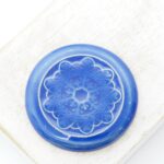 36 mm Snowflake Mandala Beadingschool Art Cabochon Dark Blue on light clay x 1 pc(s)