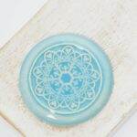 36 mm Snowflake Mandala Beadingschool Art Cabochon Light Turquoise Blue on light clay x 1 pc(s)