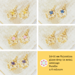 14×22 mm Valentina glass drop in metal settings Bundle x 6 colours