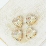 10 mm Heart glass cabochon Golden Shadow with silver-colored claw x 4 pc(s)