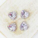 10 mm Heart glass cabochon Violet with silver-colored claw x 4 pc(s)