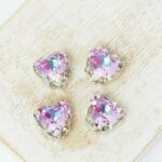 10 mm Heart glass cabochon Vitrail Light with silver-colored claw x 4 pc(s)