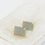 9x13 mm Rectangle earstud Frozen Matt Grey Gold-colored x 2 pc(s)