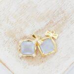 12x15 mm Victoria glass drop in metal settings Frozen Light Blue Grey x 2 pc(s)