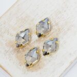 9x14 mm lemon glass cabochon Satin with gold-colored claw x 4 pc(s)