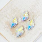 9x14 mm lemon glass cabochon Crystal AB with silver-colored claw x 4 pc(s)