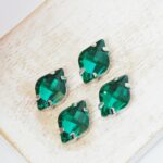 9x14 mm lemon glass cabochon Emerald with silver-colored claw x 4 pc(s)
