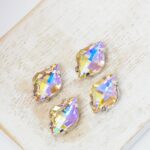 9x14 mm lemon glass cabochon Paradise Shine with silver-colored claw x 4 pc(s)