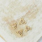 6x6 mm Little Round Tri Loop connector Peach x 4 pc(s)