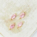 4x11 mm Oval glass connector Princess Pink x 4 pc(s)