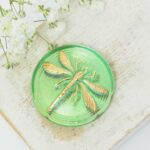 31 mm  Dragonfly glass cabochon Green Rainbow x 1 pc(s)