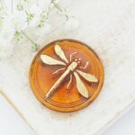 31 mm  Dragonfly glass cabochon Topaz Rainbow x 1 pc(s)