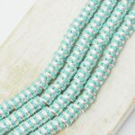 4.5 mm Preciosa Round Rondelle Turquoise in Silver-colored setting x 10 pc(s)
