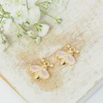 11x12 mm Sweet Bee glass drop in gold setting Matt Light Pink x 2 pc(s)