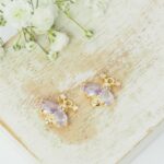11x12 mm Sweet Bee glass drop in gold setting Violet x 2 pc(s)