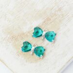 6x12 mm Butterfly crystal connector Blue Zircon in silver setting x 2 pc(s)