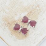 6x12 mm Butterfly crystal connector Frozen Matt Amethyst in silver setting x 2 pc(s)