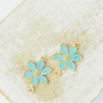 11x17 mm Flower crystal connector Misty Blue x 2 pc(s)