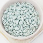 3x8 mm 3-hole Cali Beads Chalk White Green Luster x 50 pc(s)