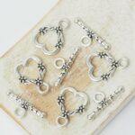 14x18 mm Flower Heart Toggle clasp Antique Silver x 4 pc(s)