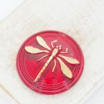 31 mm  Dragonfly glass cabochon Light Siam x 1 pc(s)