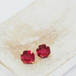 8x8 mm Earstud Ruby Gold-colored x 2 pc(s)