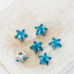 8 mm star glass cabochon Blue Zircon with silver-colored claw x 6 pc(s)