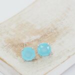8x8 mm Earstud Frozen Matt Light Turquoise Silver-colored x 2 pc(s)