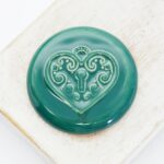 36 mm Secret Heart Beadingschool Art Cabochon Pine Green on light clay x 1 pc(s)