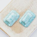 16x23 mm Tile Beadingschool Art Cabochon Pearly Turquoise on light clay x 2 pc(s)